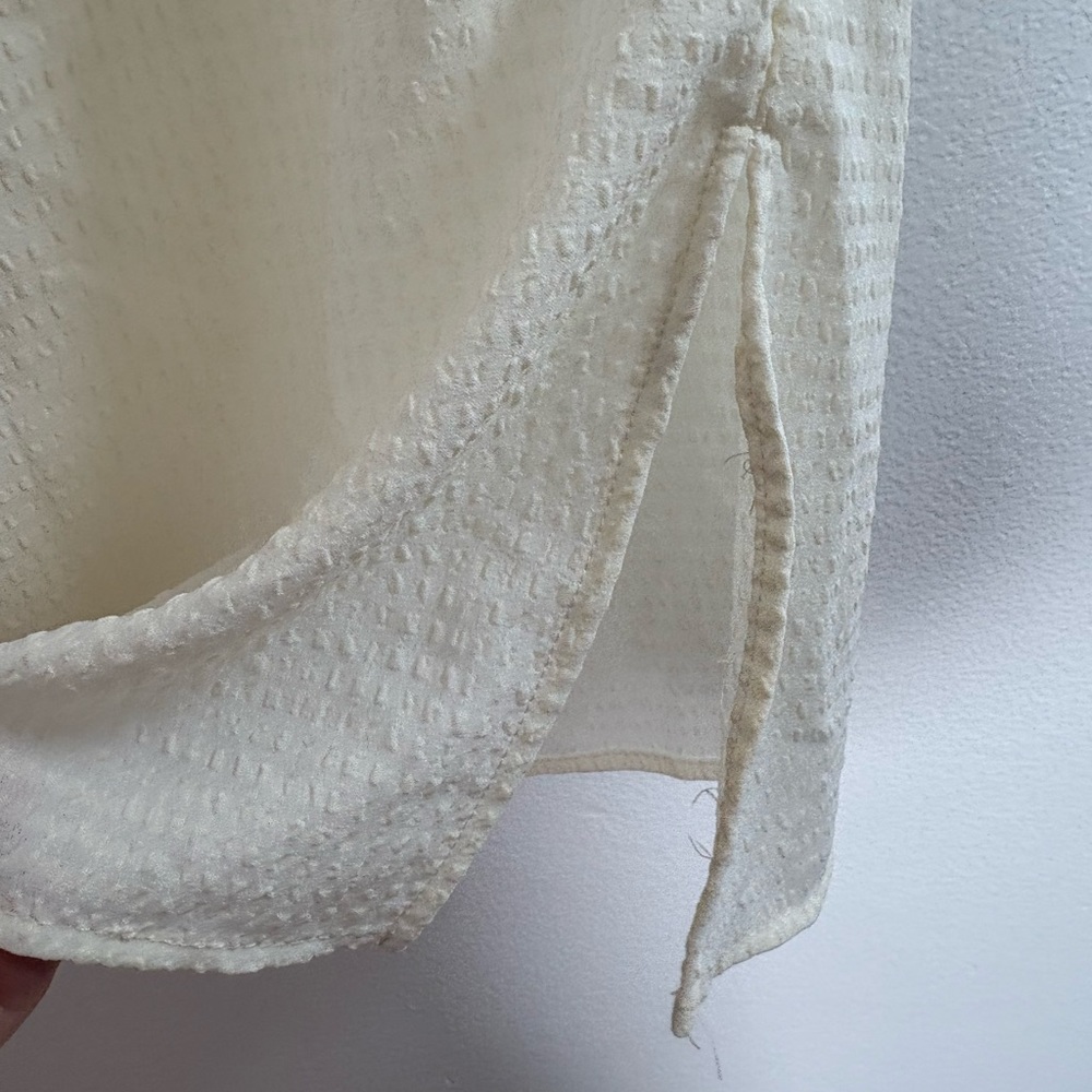 Max Studio Cream Textured Half Button Down Blouse S - Picture 6 of 8